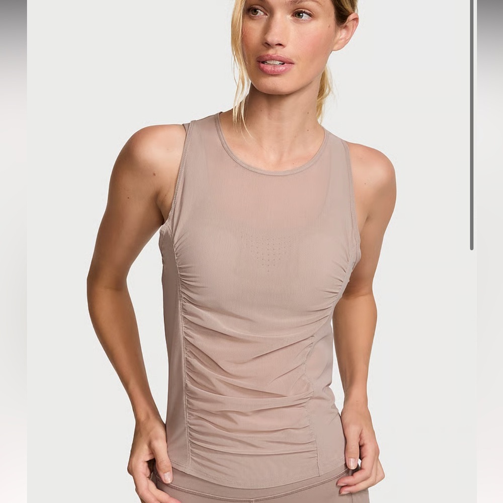 Like New Victorias Secret VSX Sheer Roughed Front Tank Top Size Small